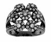 ESTATE 1.45CT DIAMOND 14KT BLACK GOLD 3D MULTI FLOWER FUN RING