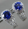 ESTATE 1.35CT DIAMOND & AAA TANZANITE 14KT WHITE GOLD 3D HALO HANGING EARRINGS