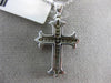 ESTATE .20CT DIAMOND 14KT WHITE GOLD 3D CLASSIC FILIGREE MILGRAIN CROSS PENDANT
