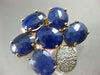 ESTATE LARGE 10.25CT DIAMOND & AAA SLICED BLUE AGATE 14KT ROSE GOLD FLOWER RING