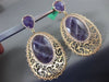 ESTATE LARGE 2.70CT DIAMOND AMETHYST 18K WHITE & ROSE GOLD HALO CLIP ON EARRINGS