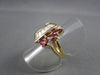 ANTIQUE WIDE 1.45CTW DIAMOND & AAA RUBY 14KT YELLOW COCKTAIL RING AMAZING #22075