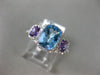 ESTATE 2.13CT ROUND DIAMOND & AAA AMETHYST & BLUE TOPAZ 14K WHITE GOLD HALO RING