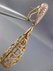 ESTATE EXTRA LARGE 5.34CT PINK DIAMOND 18K ROSE GOLD FILIGREE TEAR DROP EARRINGS