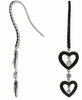 .85CT WHITE & BLACK DIAMOND 14KT WHITE GOLD DOUBLE HEART LOVE HANGING EARRINGS