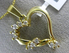 ESTATE .25CT DIAMOND 14KT YELLOW GOLD 3D OPEN HEART SWIRL LOVE FLOATING PENDANT