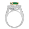 ESTATE LARGE 3.89CT DIAMOND & AAA COLOMBIAN EMERALD 18KT GOLD ENGAGEMENT RING