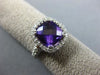 ESTATE LARGE 3.13CT DIAMOND & AAA AMETHYST 14KT WHITE GOLD 3D SQUARE HALO RING
