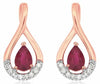 ESTATE 1.02CT DIAMOND & AAA RUBY 14KT ROSE GOLD 3D PEAR SHAPE HANGING EARRINGS