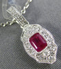 ESTATE SMALL .12CT DIAMOND & AAA RUBY 18KT WHITE GOLD FILIGREE MILGRAIN PENDANT