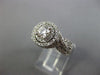 ESTATE WIDE 1.0CT DIAMOND 14KT WHITE GOLD 3D ROUND DOUBLE HALO ENGAGEMENT RING