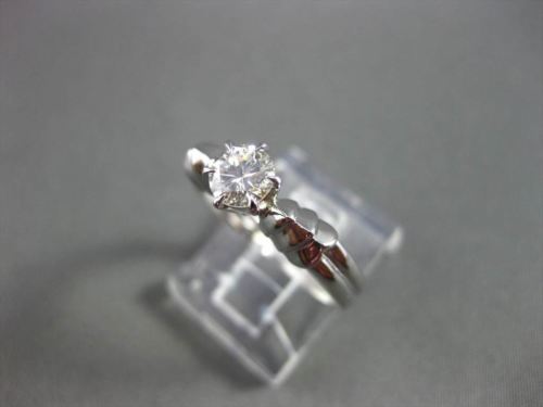 ESTATE .50CT ROUND DIAMOND 18KT WHITE GOLD 3D SOLITAIRE ENGAGEMENT RING #22942