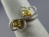 ESTATE 1.03CT WHITE & FANCY YELLOW DIAMOND 14KT 2 TONE GOLD 3D DOUBLE HEART RING