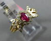 ESTATE .61CT DIAMOND & OVAL AAA RUBY 14K YELLOW GOLD FLOWER HALO ENGAGEMENT RING