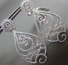 ESTATE LARGE 1.55CT DIAMOND 14KT WHITE GOLD 3D OPEN FILIGREE TEAR DROP EARRINGS