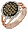 .65CT WHITE & CHOCOLATE FANCY DIAMOND 14KT ROSE GOLD CLUSTER ROUND HALO FUN RING