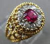 ANTIQUE 1.25CT OLD MINE DIAMOND & RUBY 14KT YELLOW GOLD FILIGREE ENGAGEMENT RING