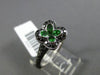 ESTATE 2.50CT DIAMOND & TZAVORITE 14KT WHITE BLACK GOLD 3D 4 CLOVER FLOWER RING