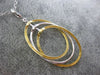 ESTATE LARGE .43CT DIAMOND 18K WHITE & YELLOW GOLD 3D OVAL LINK FLOATING PENDANT
