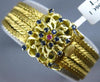 ANTIQUE WIDE SAPPHIRE & RUBY 18KT YELLOW GOLD MULTI STRAND FLOWER BRACELET #1880