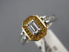 ESTATE 1.30CT WHITE & YELLOW DIAMOND 14KT 2 TONE GOLD 3D OCTAGON ENGAGEMENT RING