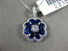 ESTATE LARGE 2.30CT DIAMOND & AAA SAPPHIRE 18K WHITE GOLD FLOWER CLASSIC PENDANT
