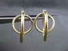 ESTATE 14KT YELLOW GOLD 3D CLASSIC ELONGATED CIRCULAR RING SHINY HOOP EARRINGS