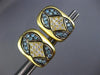 ESTATE 2.20CT WHITE & BLUE DIAMOND 18K TWO TONE GOLD 3D FLOWER FILIGREE EARRINGS