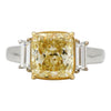 ESTATE EXTRA LARGE 5.72CT WHITE & CANARY DIAMOND 18K 2 TONE GOLD ENGAGEMENT RING