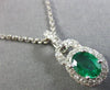 ESTATE 1.14CT DIAMOND & AAA EMERALD 14K WHITE GOLD CLASSIC OVAL FILIGREE PENDANT