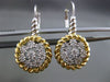 ESTATE LARGE .52CT DIAMOND 14KT WHITE & YELLOW GOLD 3D CIRCULAR CLUSTER EARRINGS