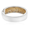 LARGE 18.82CT WHITE & FANCY YELLOW DIAMOND 18KT TWO TONE GOLD 3D BANGLE BRACELET