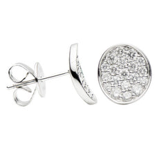 ESTATE .92CT DIAMOND 18KT WHITE GOLD 3D CLASSIC ROUND CLUSTER STUD EARRINGS