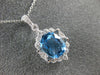 ESTATE 2.38CT DIAMOND & AAA BLUE TOPAZ 14KT WHITE GOLD FILIGREE FLOATING PENDANT