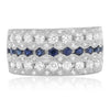 ESTATE WIDE 1.60CT DIAMOND & SAPPHIRE 14KT WHITE GOLD FILIGREE ANNIVERSARY RING