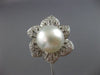 ESTATE EXTRA LARGE 1.40CT DIAMOND & SOUTH SEA PEARL18K WHITE GOLD 3D FLOWER RING