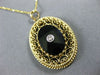 ANTIQUE LARGE OLD MINE DIAMOND & ONYX 14KT TWO TONE GOLD FILIGREE PENDANT #26413