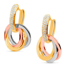 ESTATE .46CT DIAMOND 18KT TRI COLOR GOLD INTERTWINING LOVE KNOT HANGING EARRINGS