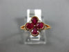 ESTATE .25CT DIAMOND & AAA RUBY 14KT ROSE GOLD 3D MILGRAIN CLOVER FLOWER RING