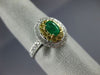 ESTATE .86CT WHITE & CANARY DIAMOND & AAA EMERALD 18K TWO TONE GOLD FLOWER RING