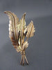 ESTATE LARGE HANDCRAFTED 18KT YELLOW GOLD 3 LEAF FILIGREE PIN BROOCH  #975
