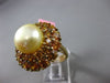 ANTIQUE LARGE 3.50CT CITRINE & SOUTH SEA PEARL 14K YELLOW GOLD CLASSIC HALO RING