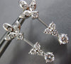 ANTIQUE 1.15CT DIAMOND 18KT WHITE GOLD 3D FLOWER LEAF HANGING EARRINGS #9453