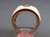 ESTATE WIDE .20CT DIAMOND 14KT ROSE GOLD 3D WHITE ENAMEL FLOWER ETOILE RING 15mm