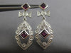 ESTATE LARGE 1.60CT DIAMOND & TOURMALINE 14KT WHITE GOLD FLOWER HANGING EARRINGS