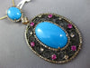 ESTATE MASSIVE 13.37CT FANCY YELLOW DIAMOND RUBY TURQUOISE 14K GOLD OVAL PENDANT