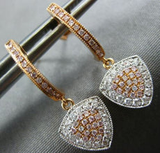 ESTATE .36CT WHITE & PINK DIAMOND 18K WHITE & ROSE GOLD CLASSIC HANGING EARRINGS