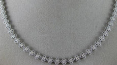 3.10CT DIAMOND 18KT WHITE GOLD 3D 4 LEAF CLOVER FLOWER ETERNITY TENNIS NECKLACE