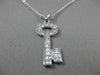 ESTATE LARGE .60CT DIAMOND 14K WHITE GOLD 3D PAVE KEY TO MY HEART PENDANT #17125