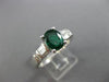 ESTATE WIDE 1.67CT DIAMOND & EMERALD 14KT WHITE GOLD 3D ENGAGEMENT RING #17814